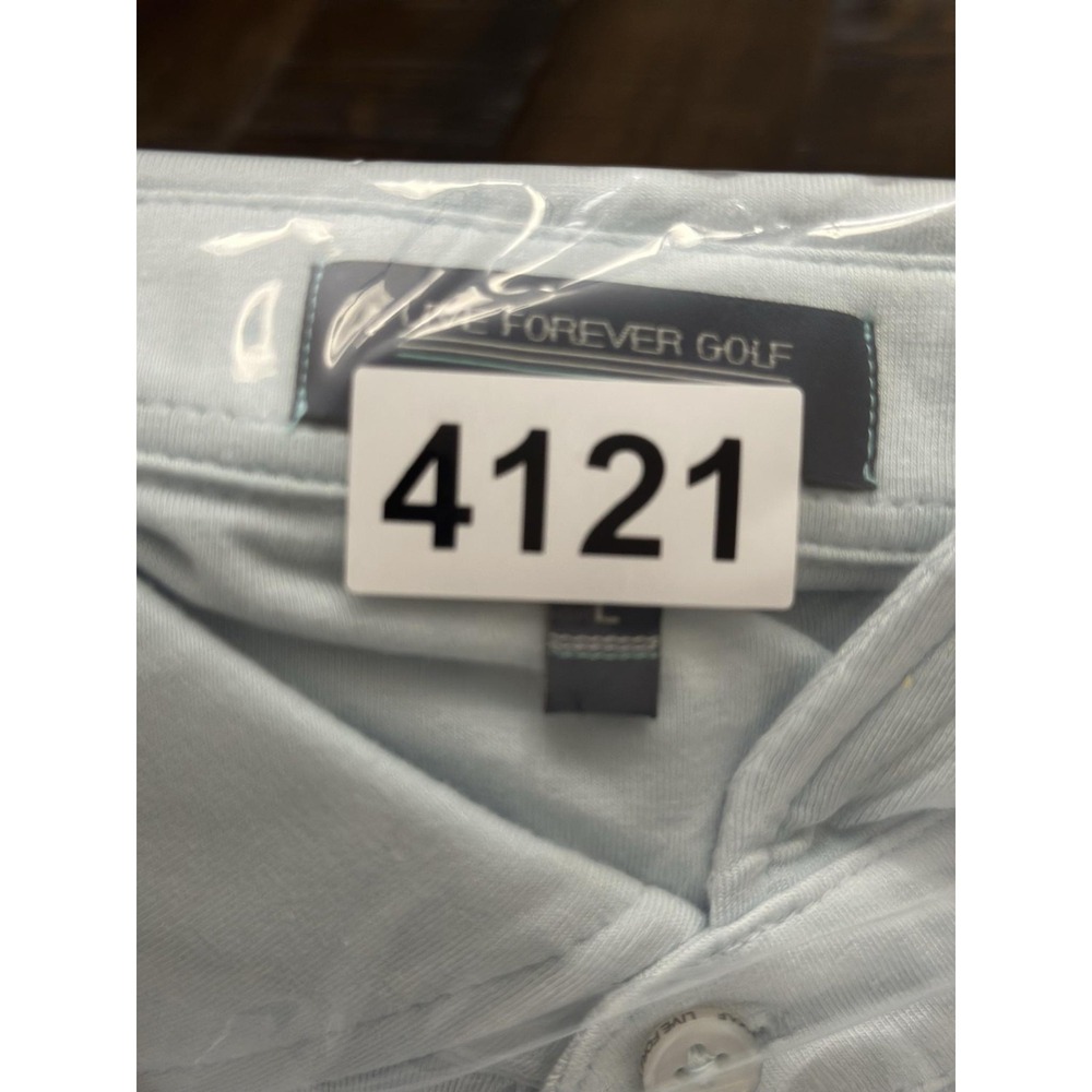Live Forever Golf Polo Shirt Mens Large Blue Solid Performance Stretch Jersey - Picture 10 of 10